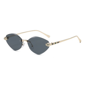 Cross <b>Frame</b> <b>Frameless</b> Sunglasses Metal Gold UV400 Retro Oval Unisex Type 3 Sunshades PC Lens - Product Image 5