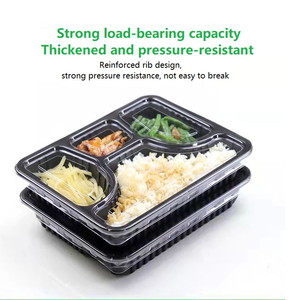 Ensemble de boîtes à lunch jetables haut de gamme trois/quatre/cinq compartiments multiples à grille couvercle réfrigéré au micro-ondes à emporter en plastique - Product Image 3