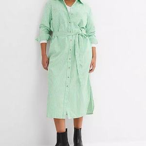 Robes chemises maxi amples à manches longues, imprimées à rayures, sur mesure, pour fabricants de vêtements - Product Image 1