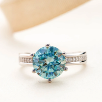 Bague en moissanite bleu-vert 3 CT 9 mm, certifiée GRA, diamant créé en laboratoire, alliance de mariage, argent massif 925, bijoux de luxe