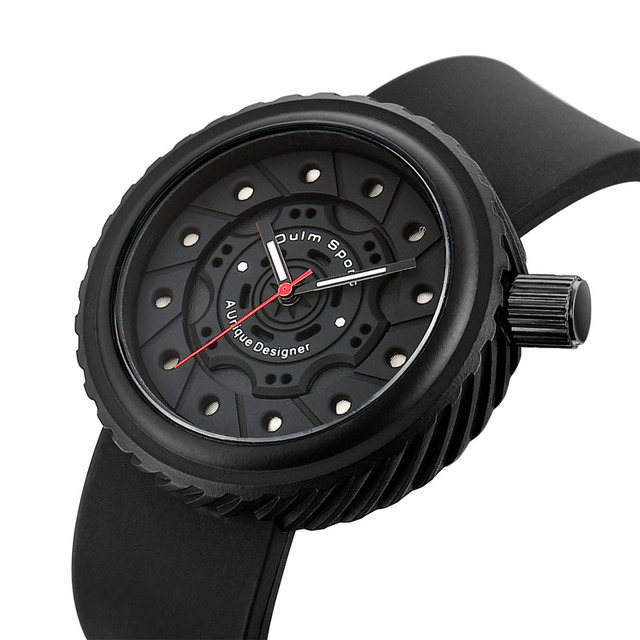 Hot Oulm 5102 Simple Design Black Quartz Watches Silicone Band Waterproof Sports Wrist Smart Watch Men