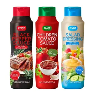 HPDE suave 537ml 18oz llenado en caliente botella de plástico vacía para condimentos salsa de barbacoa ketchup aderezo para ensalada botella exprimible