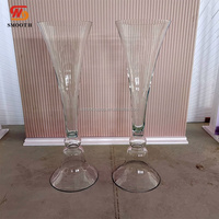Décoration de mariage, vase en verre transparent haut et large, vase décoratif pour fleurs, support de vase à fleurs, centre de table