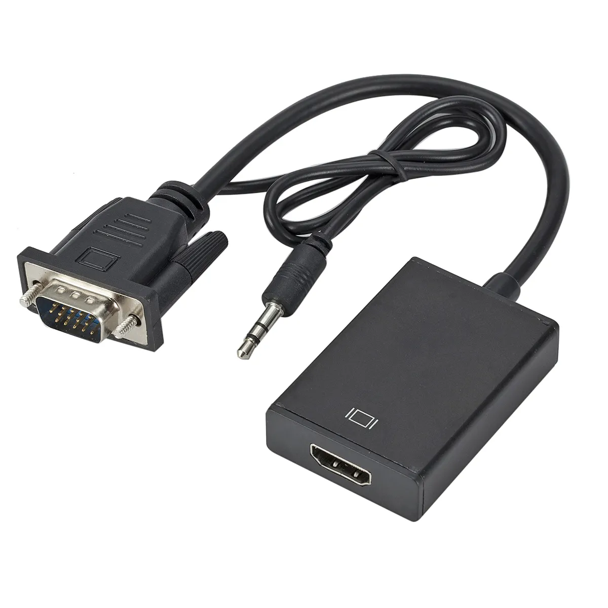 Vga to HDTV Cable Converter 1080P Vga male to HDTV Female Video Adapter with audio cable and power supply cable