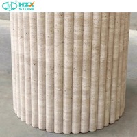 HZX Personnalisable Design Moderne Pierre Naturelle Marbre Travertin pour Table à Manger Ronde Cuisine Restaurant Meubles Usage Domestique Top