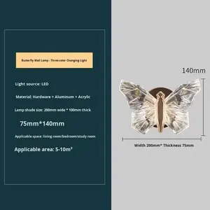 Lampada da Parete a LED Moderna di Lusso in Stile Nordico a Forma di Farfalla con Temperatura di Colore Regolabile, Alto CRI 80, in Ferro e Acrilico per Camera da Letto e Soggiorno - Product Image 6