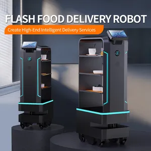 Truk Makanan Otomatis Pelayan Restoran Penghindar Hambatan Cerdas Teknologi ShenZhen Robot Pengiriman Makanan