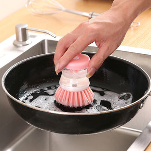 Gadget de cuisine multifonctionnel, petit outil de nettoyage pour casseroles, distributeur de savon liquide, brosse de nettoyage en plastique - Product Image 2