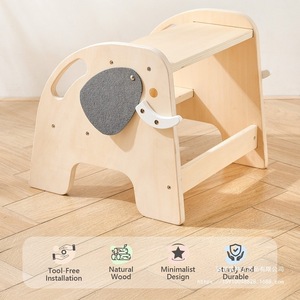 Taburete de madera con forma de elefante para niños, elevador para inodoro, antideslizante, de madera maciza, para edades de 1 a 2 años. - Product Image 2