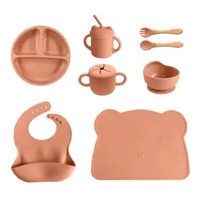 Conjunto de alimentação sem bpa para bebês, placa de silicone para alimentação de bebês