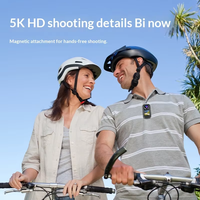 Caméra de sport extérieure 5K HD T70 avec écran tactile HD de 1,3 pouce, support magnétique, anti-tremblement, pré-enregistrement, carte TF pour le cyclisme et la moto