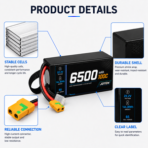 Batterie LiPo JOTEN 6500mAh 6S 22.2V 100C à décharge rapide 144.30Wh pour drone FPV, UAV, quadricoptère, solution d'alimentation OEM ODM personnalisée B2B - Product Image 3