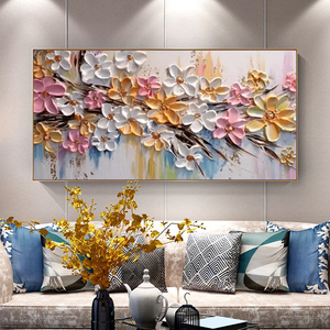 Mintura Vẽ Tay Vải Sơn Dầu Quy Mô Lớn Kết Cấu Trừu Tượng Dao Hoa Nghệ Thuật Hiện Đại Trang Trí Tường Nghệ Thuật Cho Trang Trí Nội Thất Khách Sạn - Product Image 4