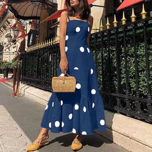 Nouveautés 2023 designer de haute qualité personnalisé dame mode été imprimé en gros rouge longue maxi robes à pois pour les femmes - Product Image 4