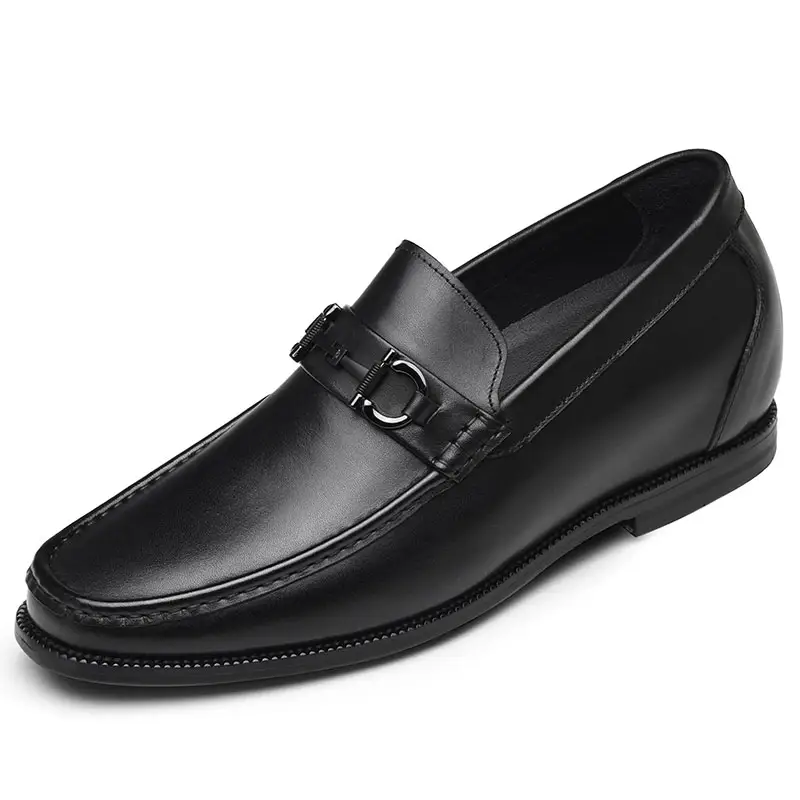 Comfortable Cow Leather Dress Shoes Men's Handmade Horsebit Loafers Height Increasing Elevator Lift Footwear For Formal