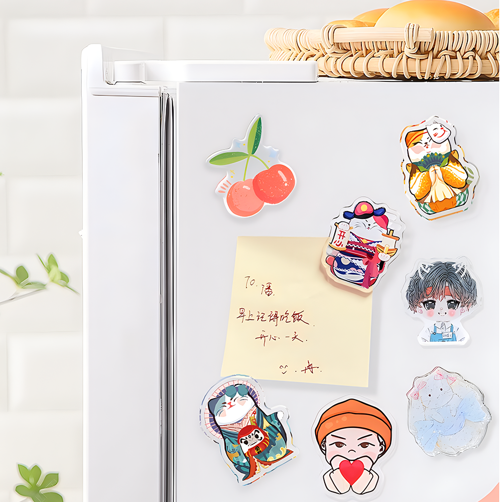 Food Fridge Magnets Manufacturer Souvenir Custom Freezer Door Maker UV Printing Colorful Transparent Acrylic Refrigerator Magnet