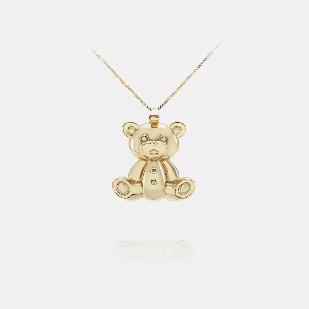 Wholesale Fashion Bear Pendant Necklace Gold Plated Lovely Cute Animal Teddy Bear Dangle Necklace for Woman Jewelry Party Gifts