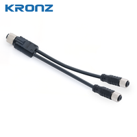 Connecteur KRONZ M12, connecteur de capteur femelle en forme de Y à trois voies, moulé par injection, prise aviation un-vers-deux, connecteur étanche