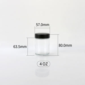 Botella de Vidrio Transparente de Boca Ancha de 1OZ, 2OZ, 3OZ, 4OZ, 5OZ, 6OZ, 10OZ, 18OZ, Botella para Suero, Botella para Crema Facial Cosmética con Tapa Negra de Rosca - Product Image 4