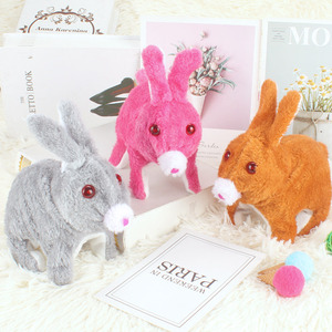 Jouet électrique en peluche en forme de lapin, lumineux, qui saute et qui couine, pour enfants de 2 à 4 ans, unisexe - Product Image 1