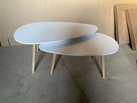 Meubles de maison, table d'appoint, table basse, table centrale, ensembles, plateau en MDF avec pieds en bois de hêtre