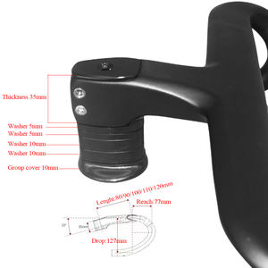 AIRWOLF, peso ligero, fibra de carbono completa, vástago de manillar de bicicleta integrado, 28,6 MM, UD, barra de caída mate, grava, <span class=keywords><strong>accesorios</strong></span> para bicicleta de carretera - Product Image 6