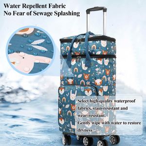 Vente directe d'usine, sac de shopping pliable multifonctionnel populaire et très vendu, respectueux de l'environnement, avec roulettes - Product Image 6
