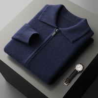 Nouveau Cardigan Zippé en Cachemire Épais et Uni pour Homme, Col Rabattu, Coupe Ample, Tricoté, Décontracté, Tendance, en Laine, pour Automne Hiver