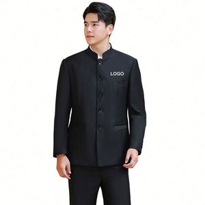 Work Style <b>Jacket</b> Black High Quality Business Suits for <b>Men</b> Slim Fit Long Sleeve Working Overall Uniform Office Formal Coat - Product Image 1