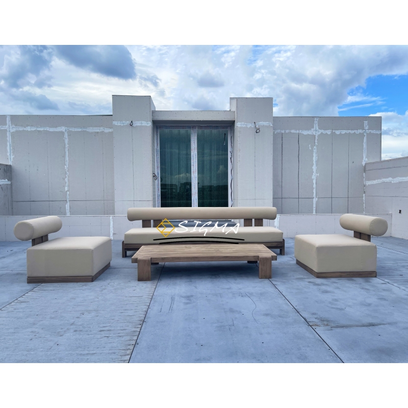 High End Luxury Outdoor Furniture set Patio Courtyard Villa Teak solid Wooden furniture Garden sofa set