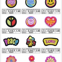 Fleur de paix coeur sourire amour patchs de broderie personnalisé paix puissance fleur brodé fer sur patch pour vêtements chapeaux sacs