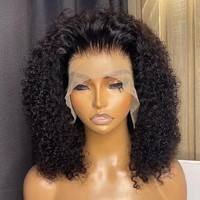 Wig Bob Pendek Keriting Murah, Wig Rambut Asli Brasil dengan Lace Front untuk Wanita Kulit Hitam, Wig Water Wave Hd Lace Frontal