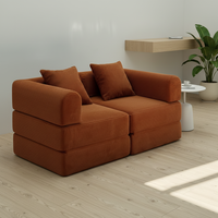 Canapé-lit pliable en velours côtelé beige 2026, convertible avec oreillers pour salon et appartement – Offre Spéciale