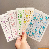 Autocollants en strass décoratifs pour le visage, style papillon 3D en tulle, pour la confection de carnets DIY et le maquillage de performance - Vente en gros