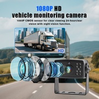Kit de caméra de recul sans fil pour autobus scolaire, camion, fourgonnette, système de sécurité solaire robuste à 360° pour voiture, étanche