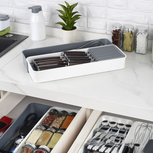 Organizzatore <span class=keywords><strong>per</strong></span> cassetti da cucina espandibile, vassoio portaoggetti regolabile in scatola con fessura <span class=keywords><strong>per</strong></span> coltello, posate e divisore <span class=keywords><strong>per</strong></span> posate - Product Image 2