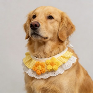 Pañuelo de cuello transpirable con borde de encaje de mohair para gatos y perros, babero de verano, toalla para la saliva para perros pequeños, Bichón Frisé, regalos para fiestas de mascotas - Product Image 1