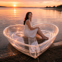 Kayak transparent personnalisé avec logo en forme de cœur, bateau à pagaies transparent pour couples, idéal pour les lacs, les stations balnéaires, la tourisme et la vente en gros de sports nautiques