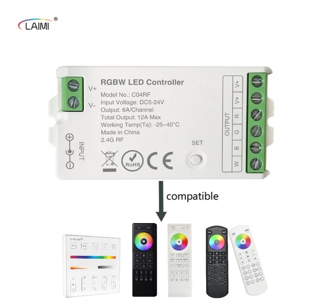 LAIMI 2.4G RF Tuya Smart LED Controller PWM Dimming  RGBW Controller Receiver