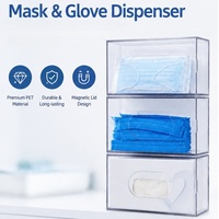 Distributeur mural rectangulaire de PPE avec couvercle magnétique, boîte de rangement transparente en PET pour gants, idéal pour hôpitaux, cliniques et stockage d'instruments injectables