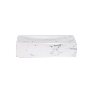 Jabonera de Cerámica Estilo Toscana, Blanca, 23 cm de Largo, Rectangular, con Patrón de Mármol, Accesorio de Baño - Product Image 1