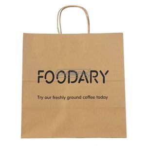 Bolsas de Papel Kraft Reciclables Personalizadas, de Venta Caliente, para Alimentos, Compras, Bolsas de Papel Promocionales para Ropa y Uso en Supermercados - Product Image 3