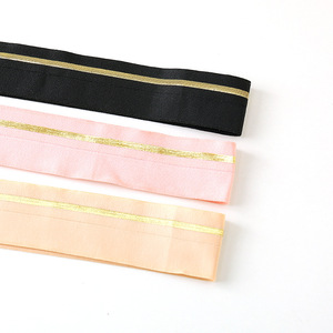 40mm Shinny vàng hoặc bạc dòng Foldover ban nhạc đàn hồi Ribbon với biểu tượng tùy chỉnh - Product Image 5