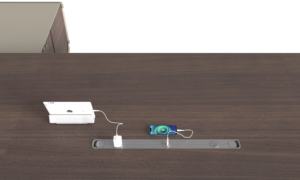 Escritorio de Oficina de Madera con Caja de Cables Oculta, Tomas de Corriente Integradas y Almacenamiento con Cerradura de Contraseñ<span class=keywords><strong>a</strong></span> - Diseño para Oficinas Comerciales/Domésticas - Product Image 4