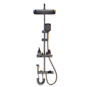 Juego de Ducha Completo, Cromado Pulido, Mezclador de Ducha Contemporáneo, Negro Blanco, Lluvia, Masaje, Latón, Termostático, Cerámica, Apartamento - Product Image 6