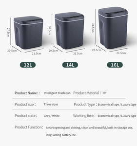 Électronique poubelles 12L 14L 16L bureau maison poubelle automatique intelligent ouverture fermeture construit en boîte de rangement poubelle baril avec couvercle - Product Image 6