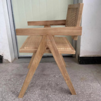 Fauteuil en rotin de Chandigarh, chaise de salle à manger moderne en bois, fauteuil au design en bois