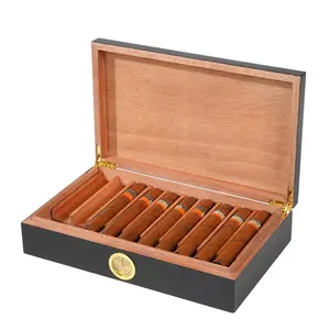 Caixa de madeira reusável feita a mão para charutos de madeira maciça ODM embalagem personalizada caixa de madeira para cigarros e umidificadores de presente