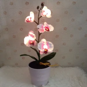 50cm yapay Phalaenopsis, 5 LED ışıkları, basinstand baz reçine