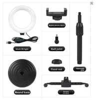 Penyangga Lampu Cincin Magnetik Rotasi 360 Derajat untuk Ponsel, Tripod Meja LED, Kompatibilitas Universal, Mendukung Ponsel 3.5-6.5 Inci